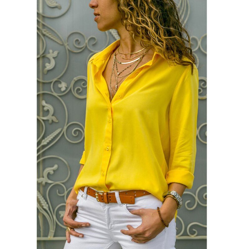 Camisa Social Feminina Manga Média Uso Casual Trabalho Isabela