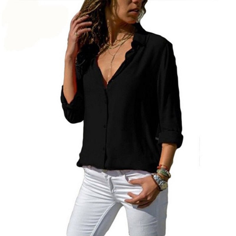 Camisa Social Feminina Manga Média Uso Casual Trabalho Isabela