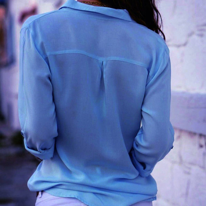 Camisa Social Feminina Manga Média Uso Casual Trabalho Isabela