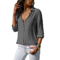 Camisa Social Feminina Manga Média Uso Casual Trabalho Isabela
