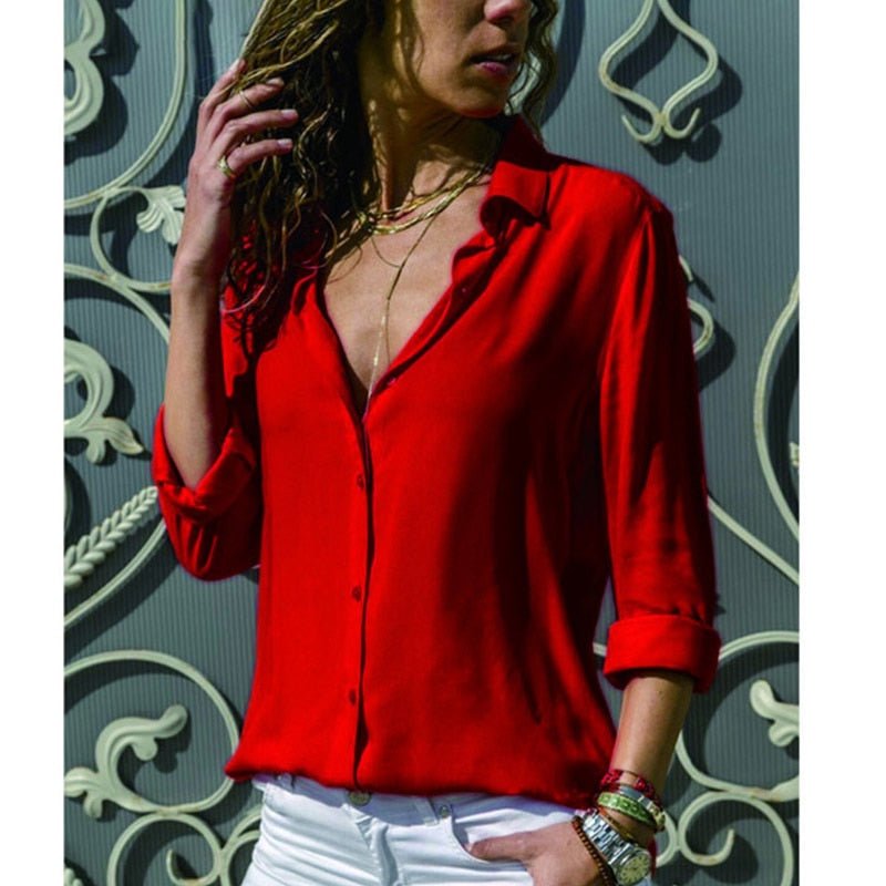 camisa-feminina-social-fina azul loja anabeaz